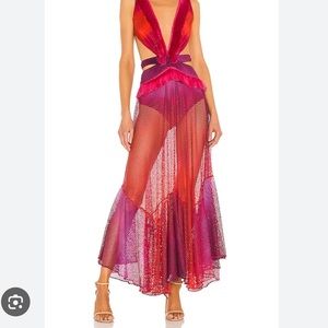 PatBO Ombré Sleeveless Netted Beach dress in Pink Multi